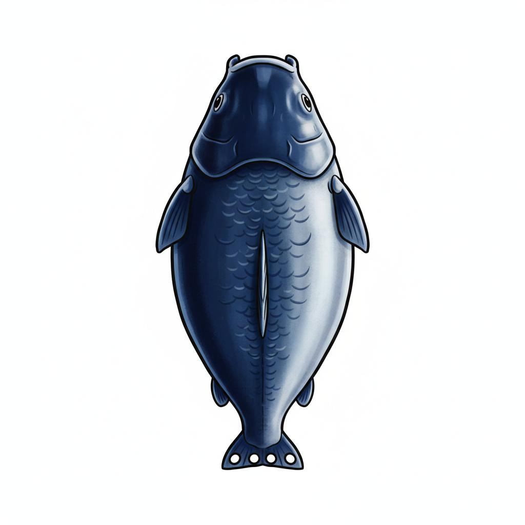 Ilustração mnemônica para o kanji 魚