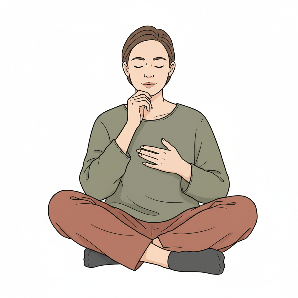 Ilustração mnemônica para o kanji 思