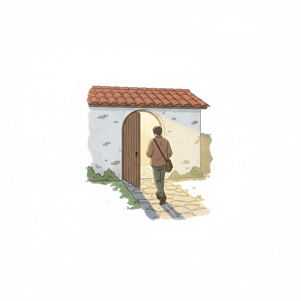 Ilustração mnemônica para o kanji 帰