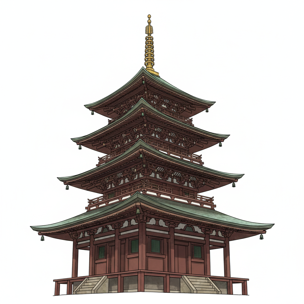 Ilustração mnemônica para o kanji 京