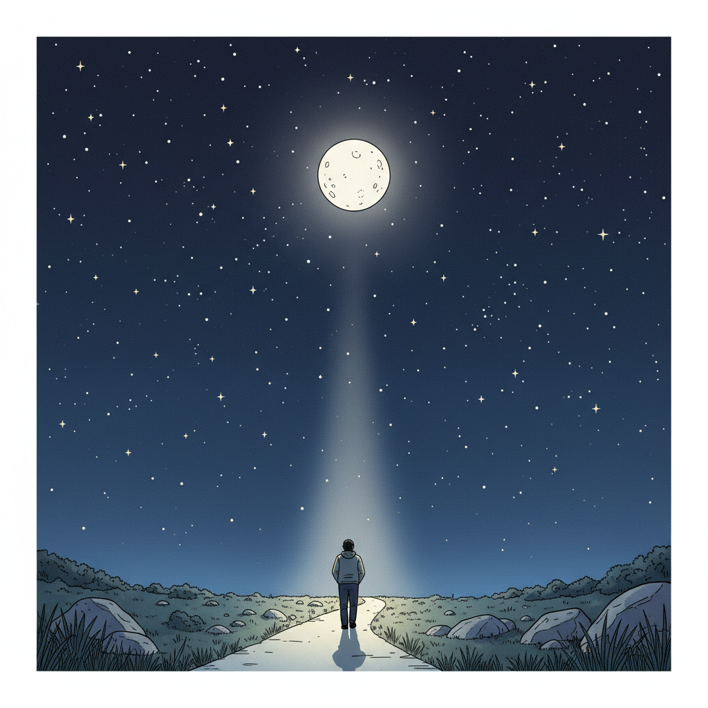 Illustration mnémonique pour le kanji 夜