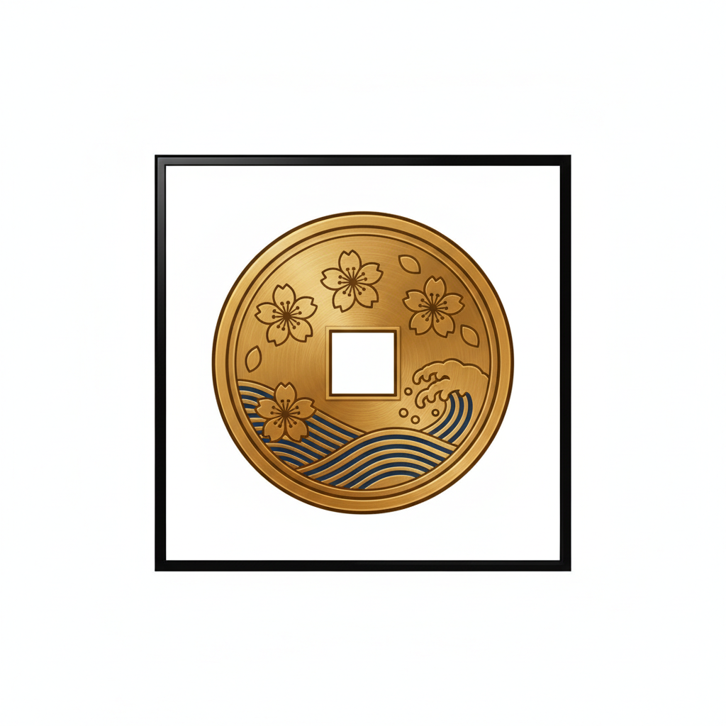 Ilustração mnemônica para o kanji 円