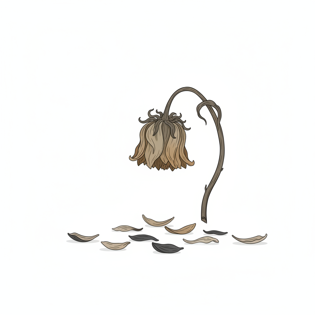 Ilustração mnemônica para o kanji 死