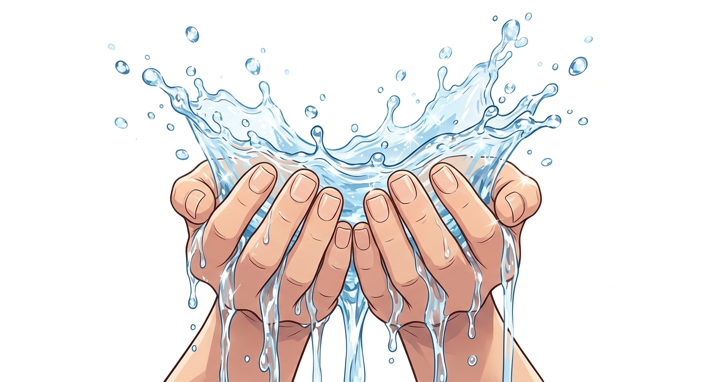 Illustration mnémonique pour le kanji 水