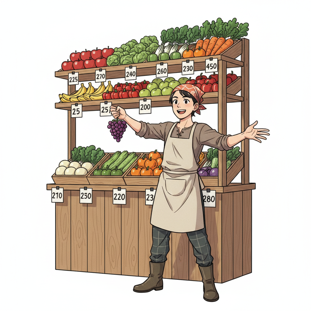 Ilustração mnemônica para o kanji 売