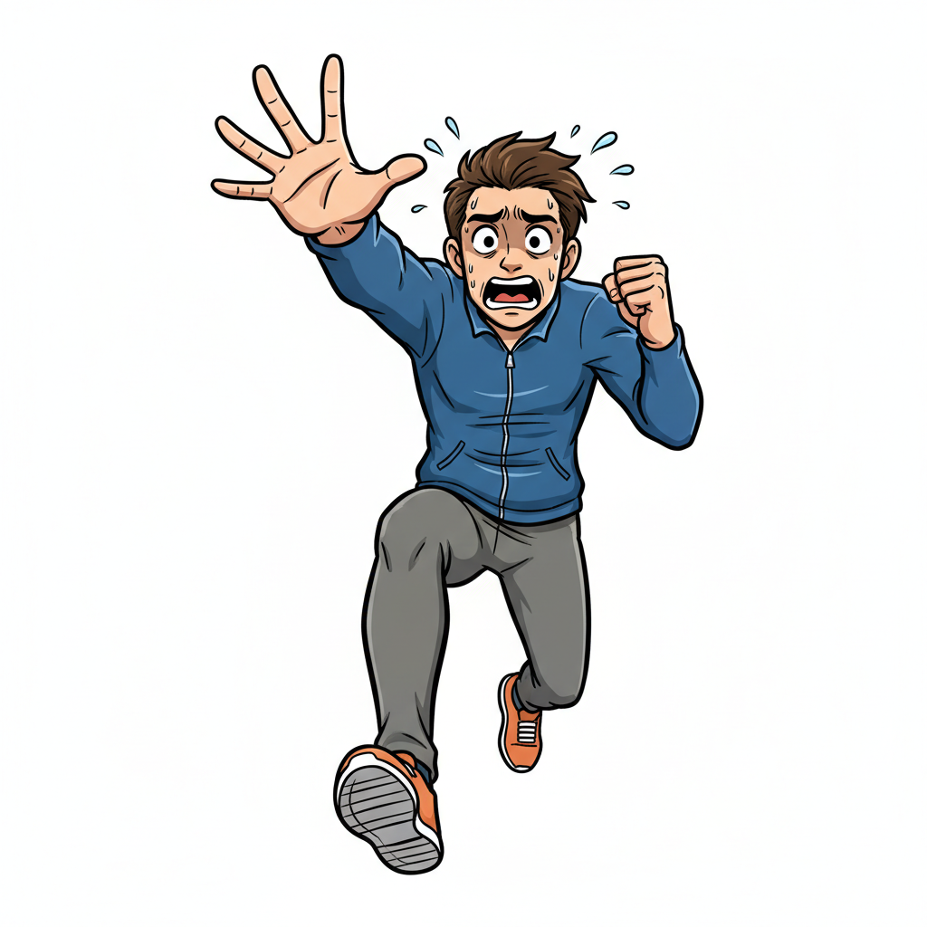 Ilustração mnemônica para o kanji 急