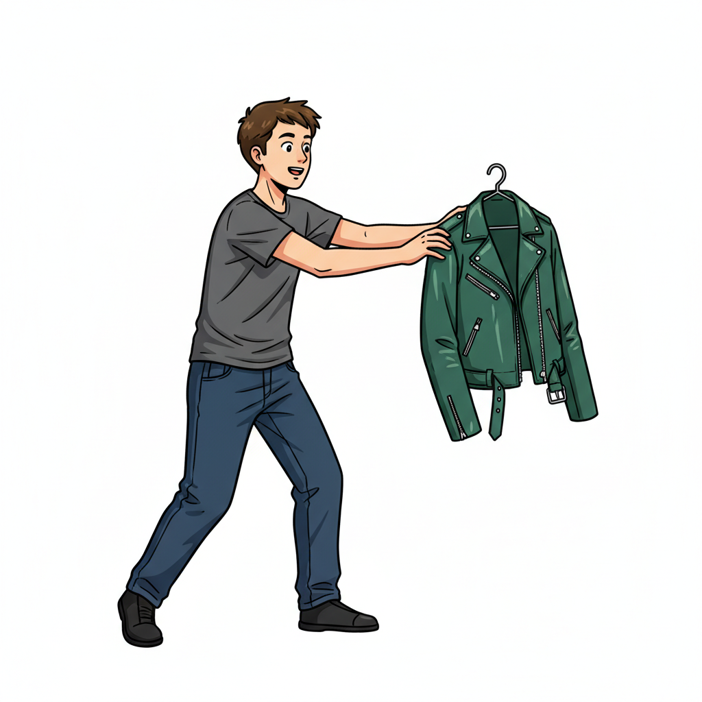 Ilustração mnemônica para o kanji 服