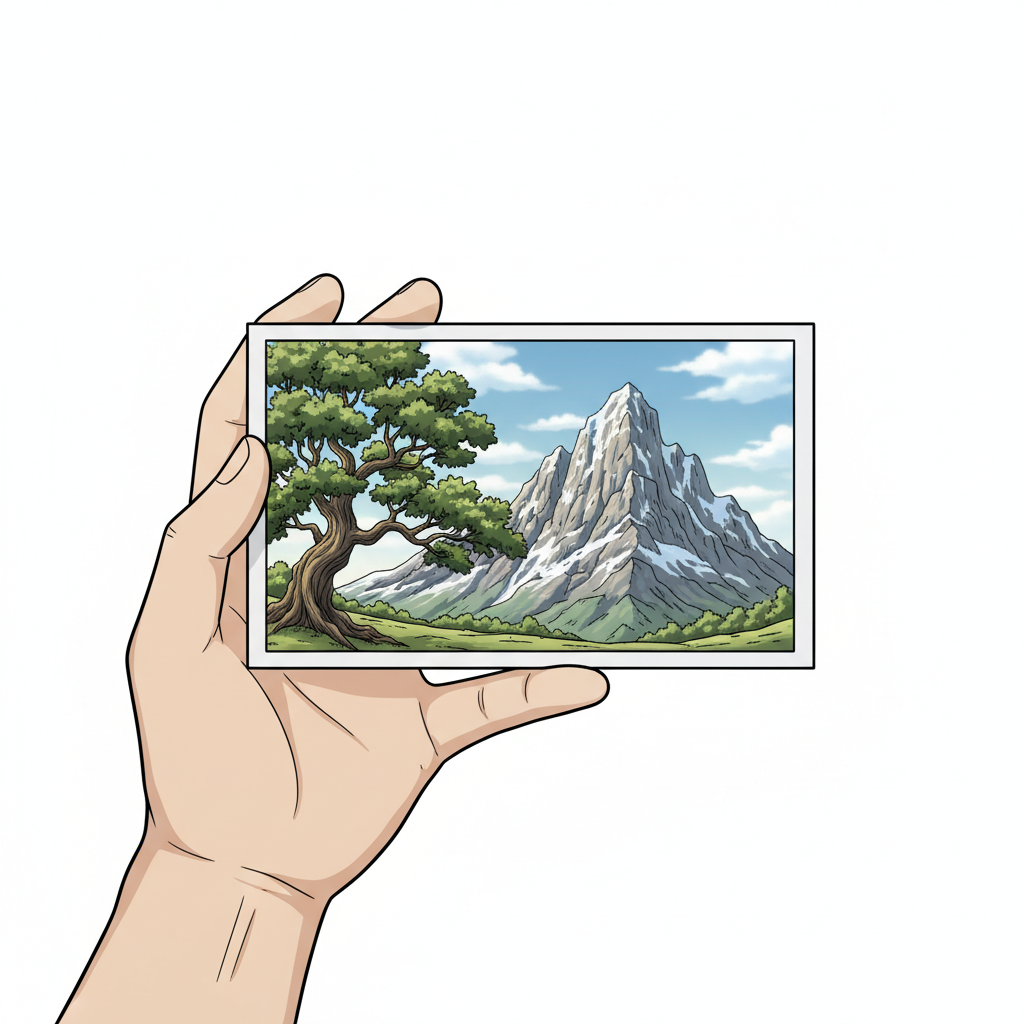 Ilustração mnemônica para o kanji 真