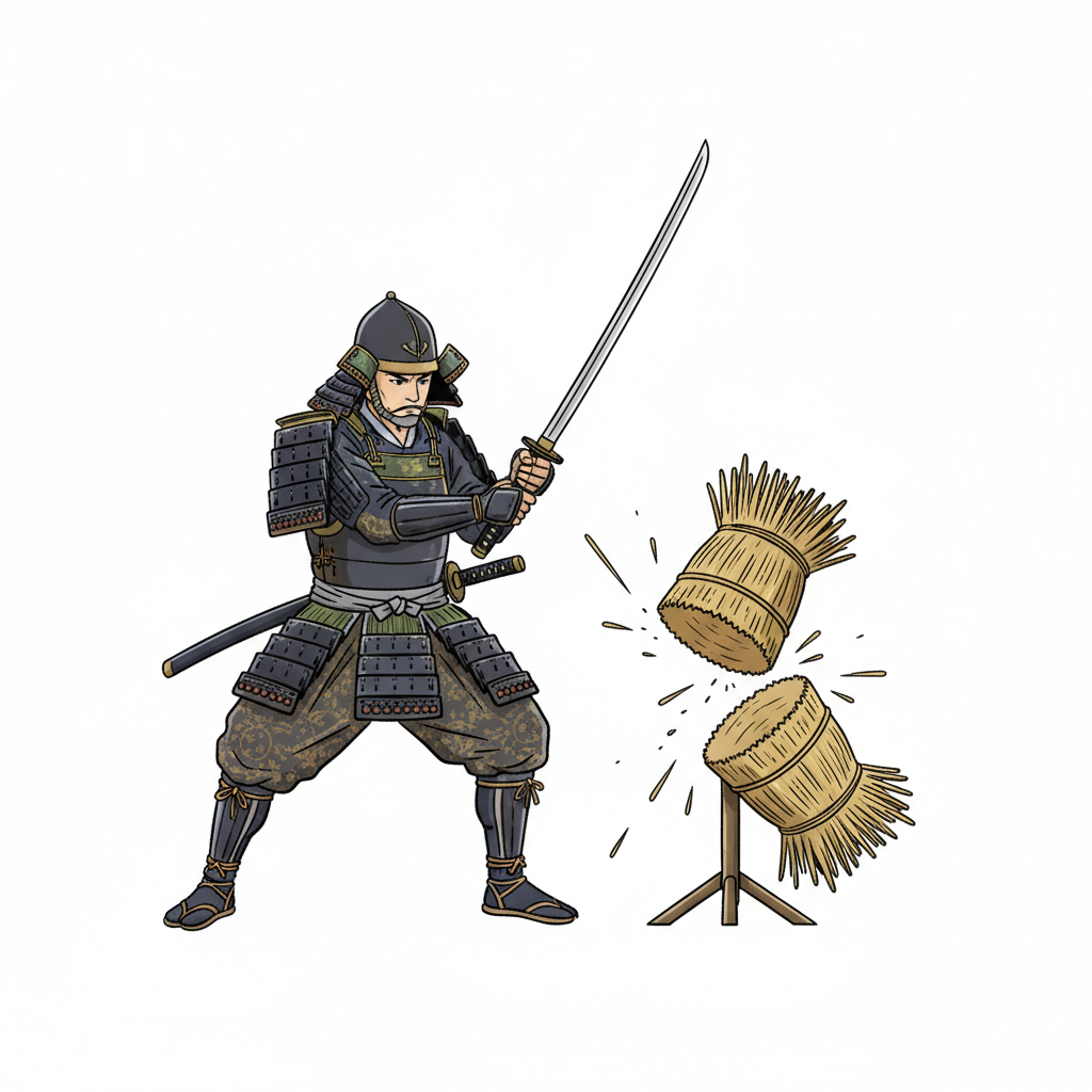 Ilustração mnemônica para o kanji 分