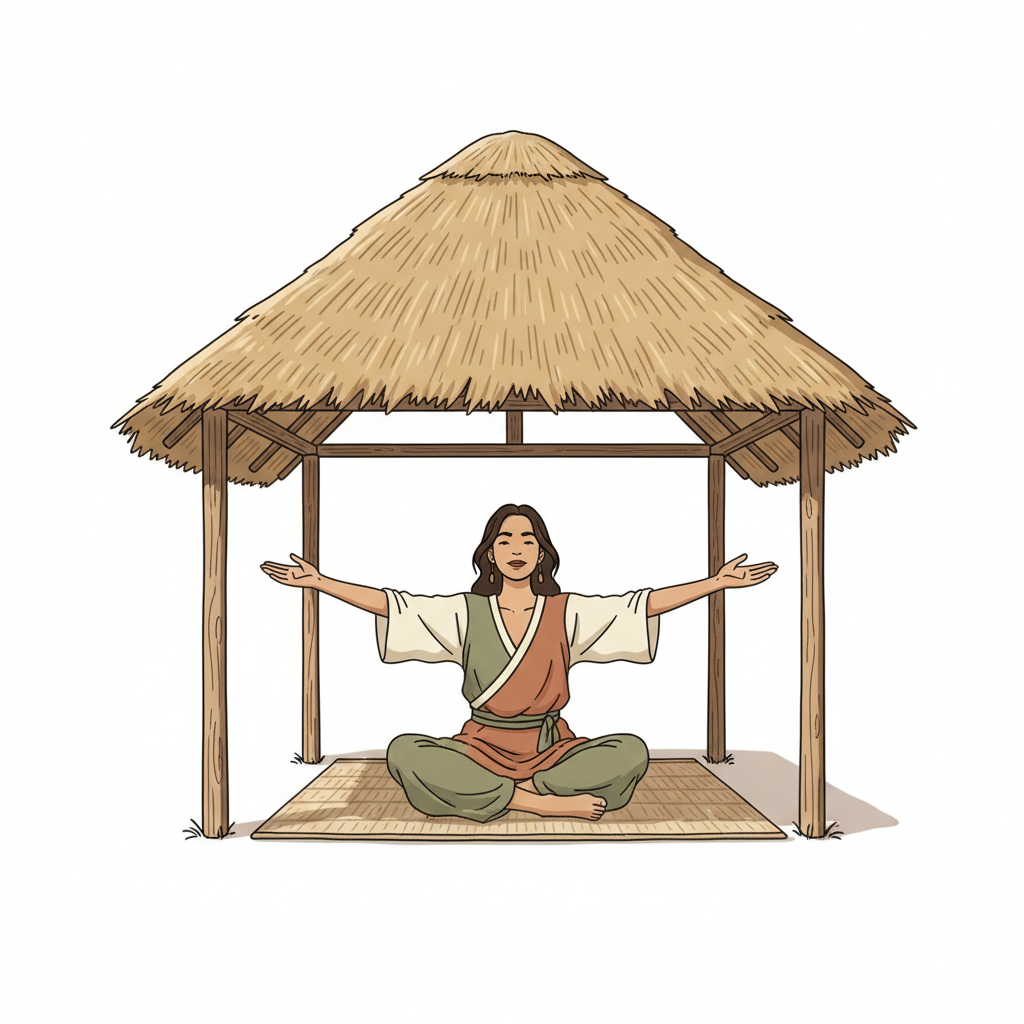 Ilustração mnemônica para o kanji 今
