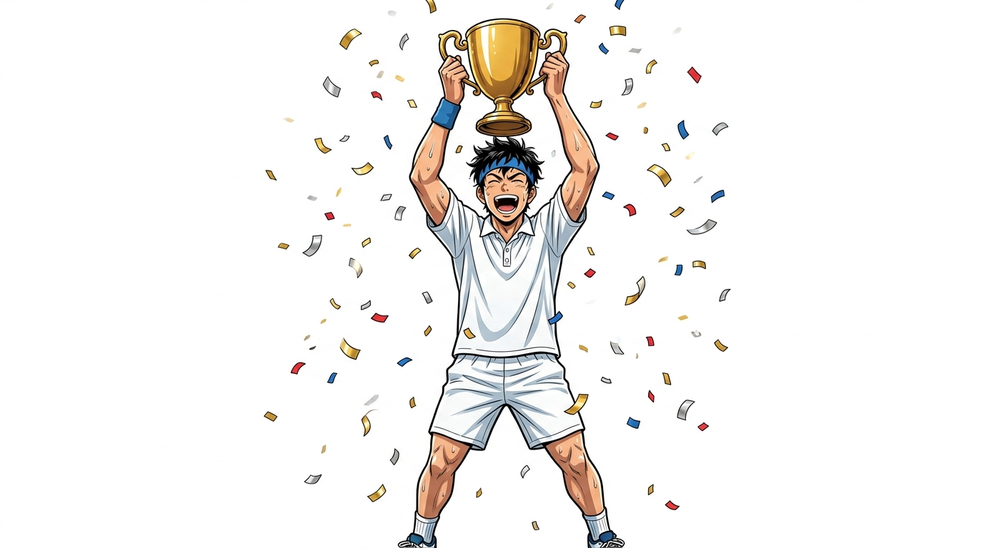 Ilustração mnemônica para o kanji 勝