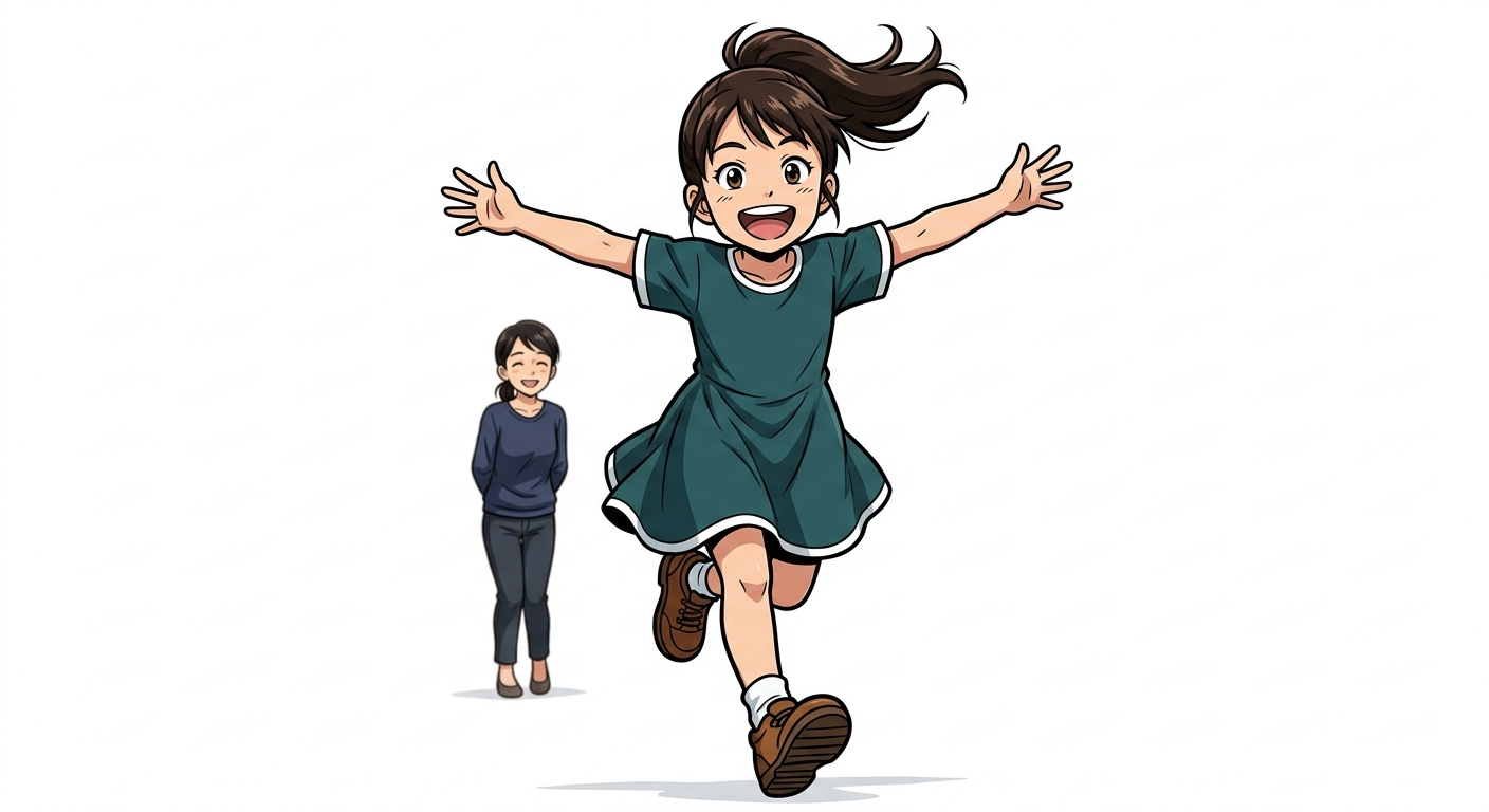 Ilustração mnemônica para o kanji 娘