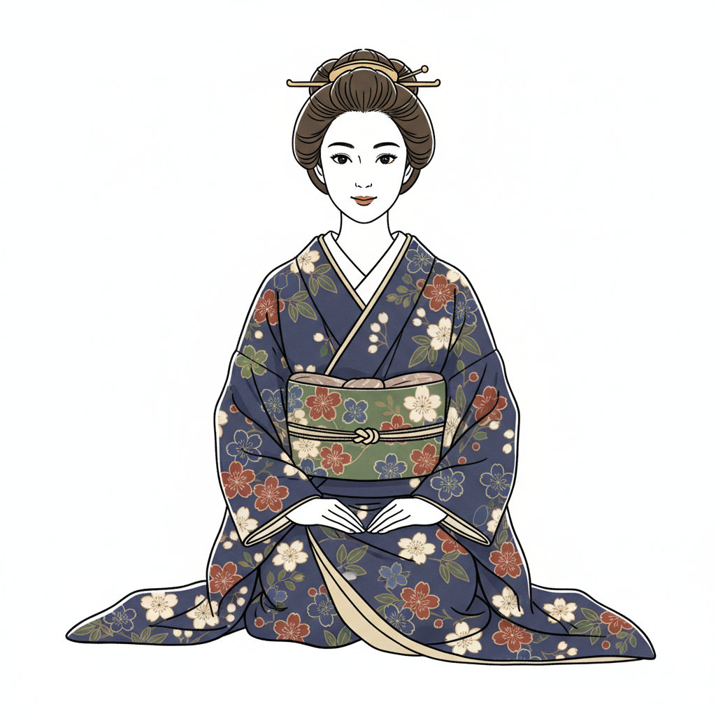 Ilustração mnemônica para o kanji 女