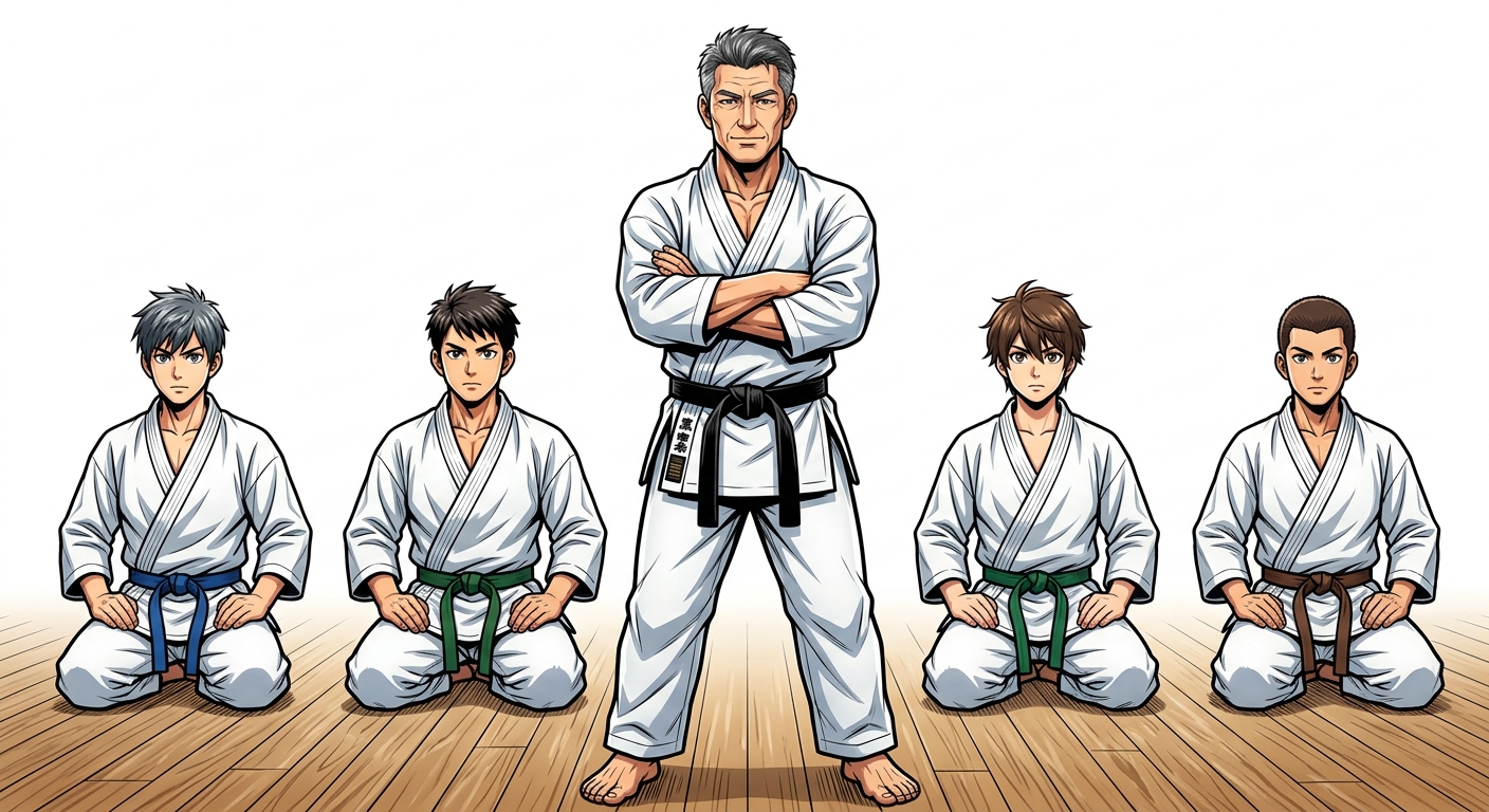 Ilustração mnemônica para o kanji 師
