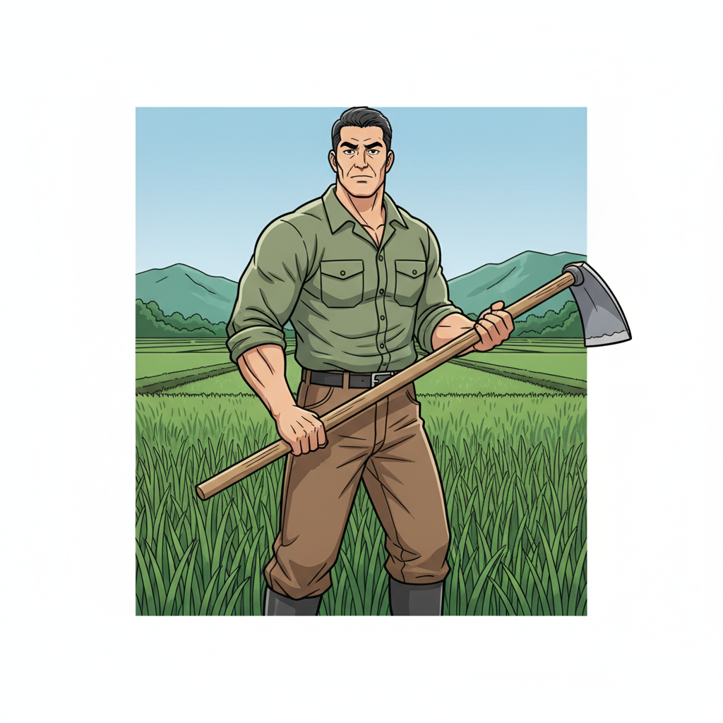 Ilustração mnemônica para o kanji 男