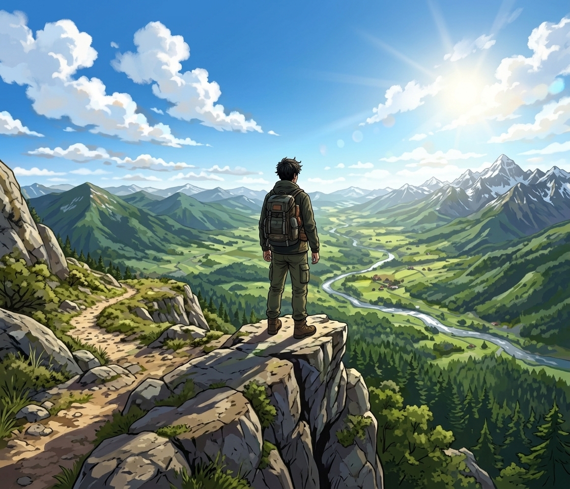 Ilustração mnemônica para o kanji 景