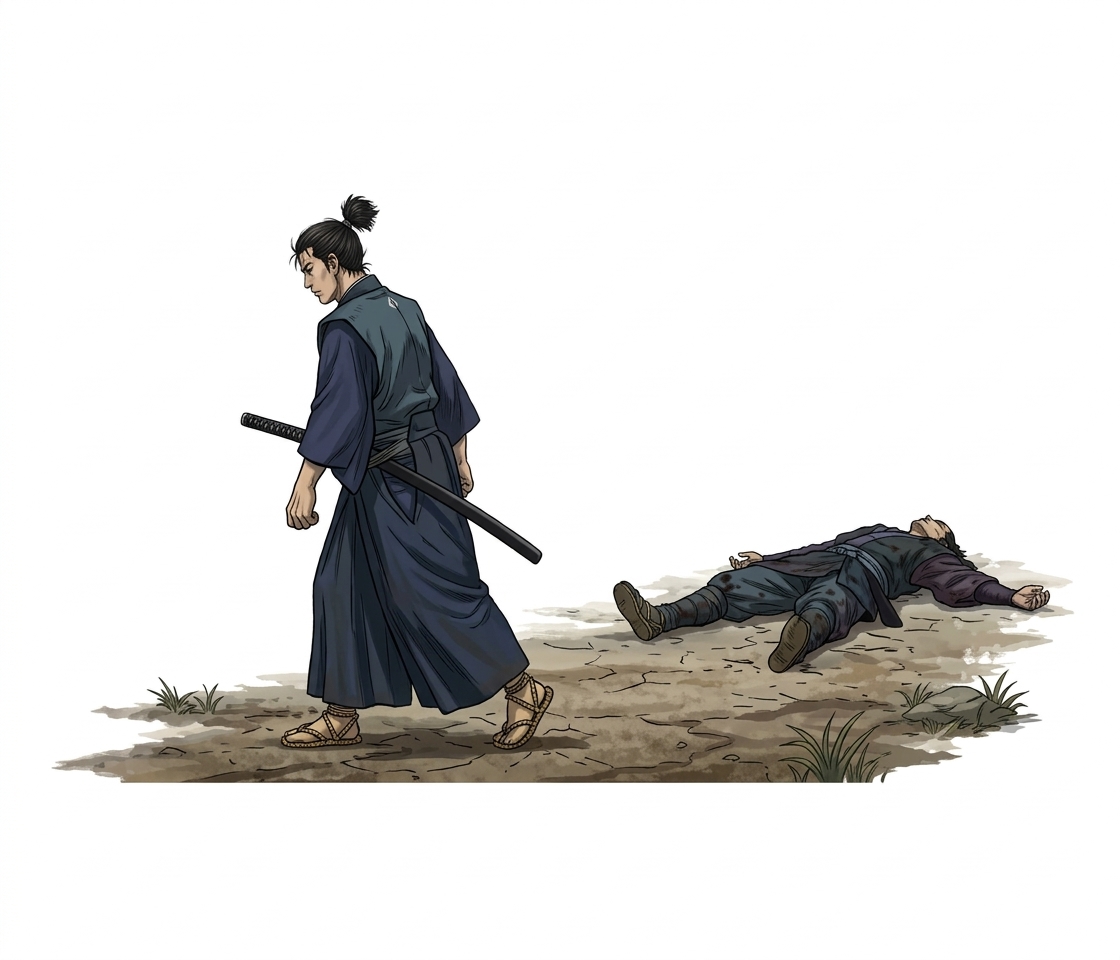 Ilustração mnemônica para o kanji 殺