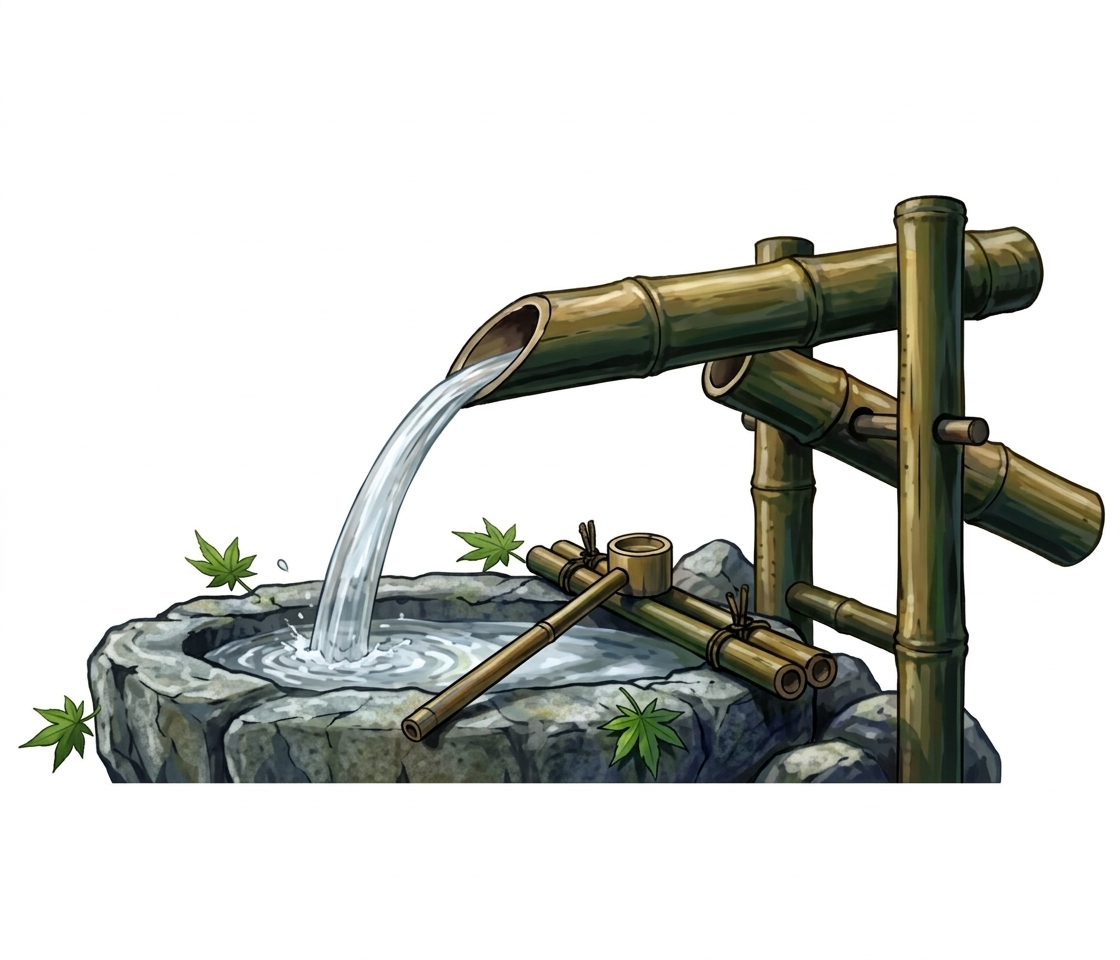 Ilustração mnemônica para o kanji 流