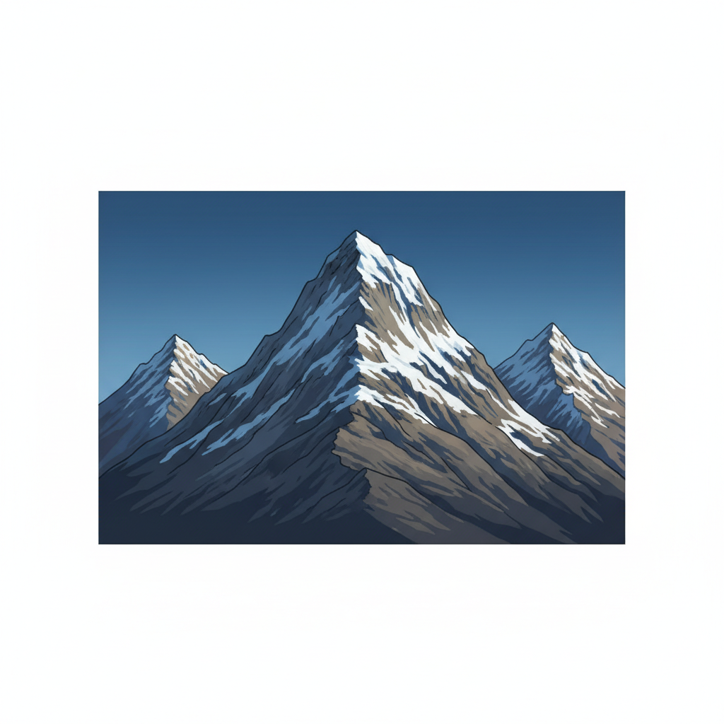 Ilustração mnemônica para o kanji 山