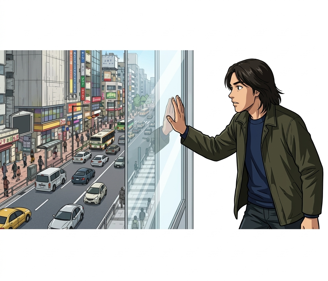 Illustration mnémonique pour le kanji 現