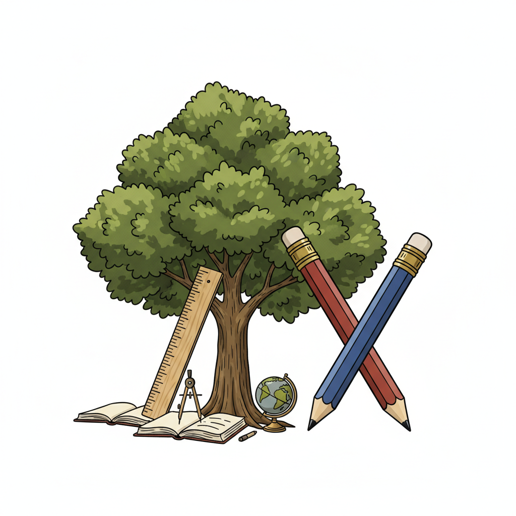 Ilustração mnemônica para o kanji 校