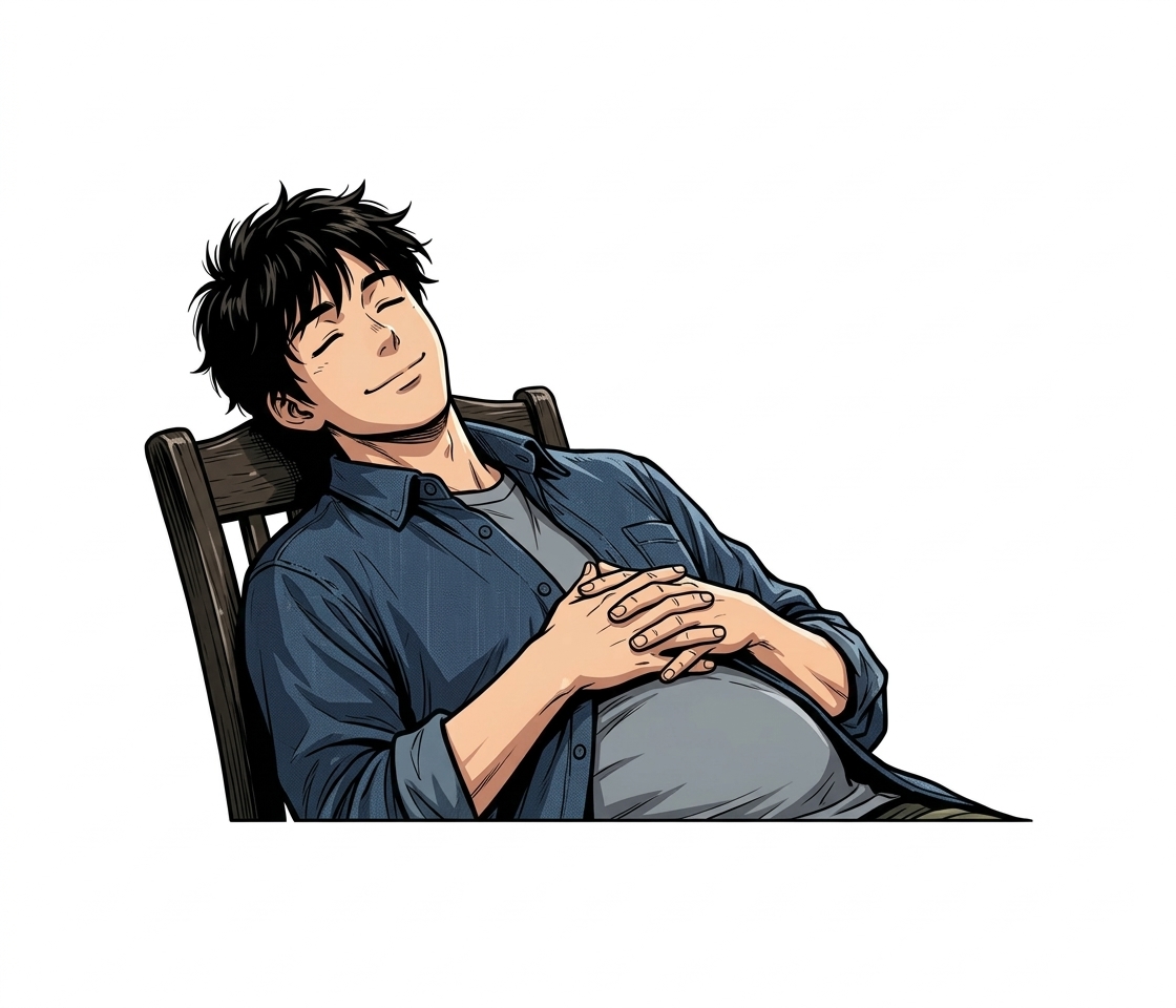 Ilustração mnemônica para o kanji 腹