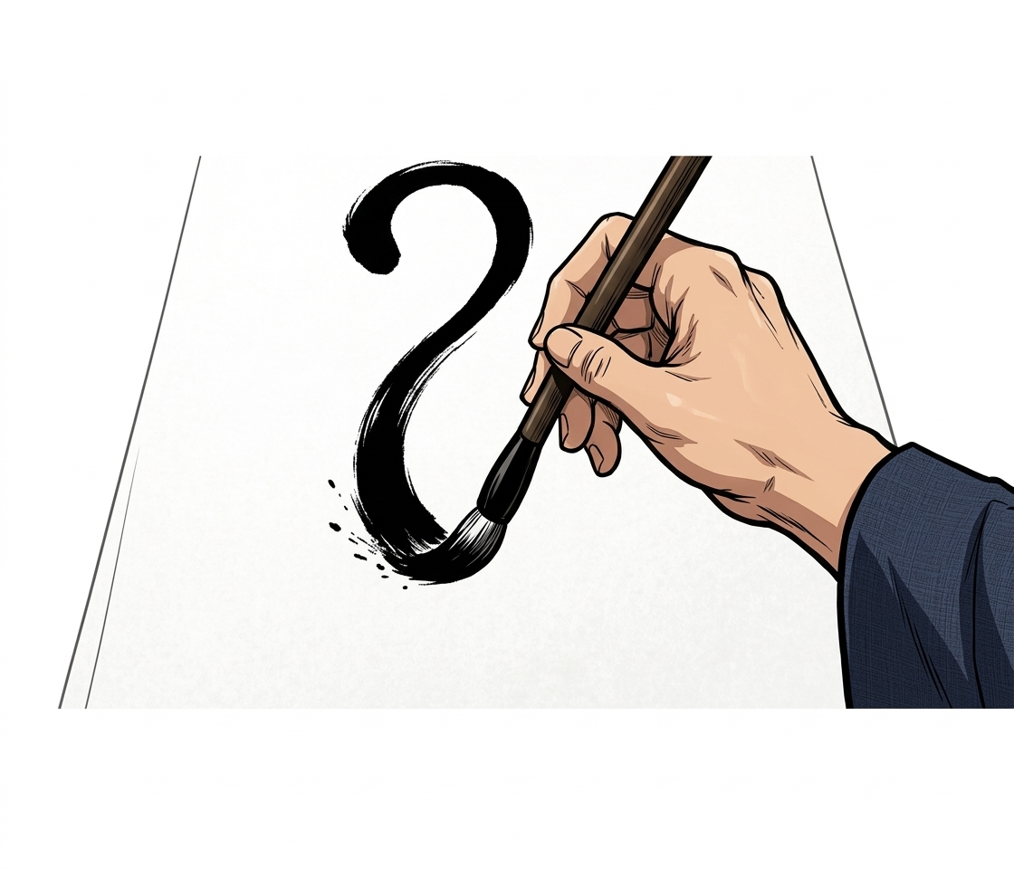 Ilustração mnemônica para o kanji 術
