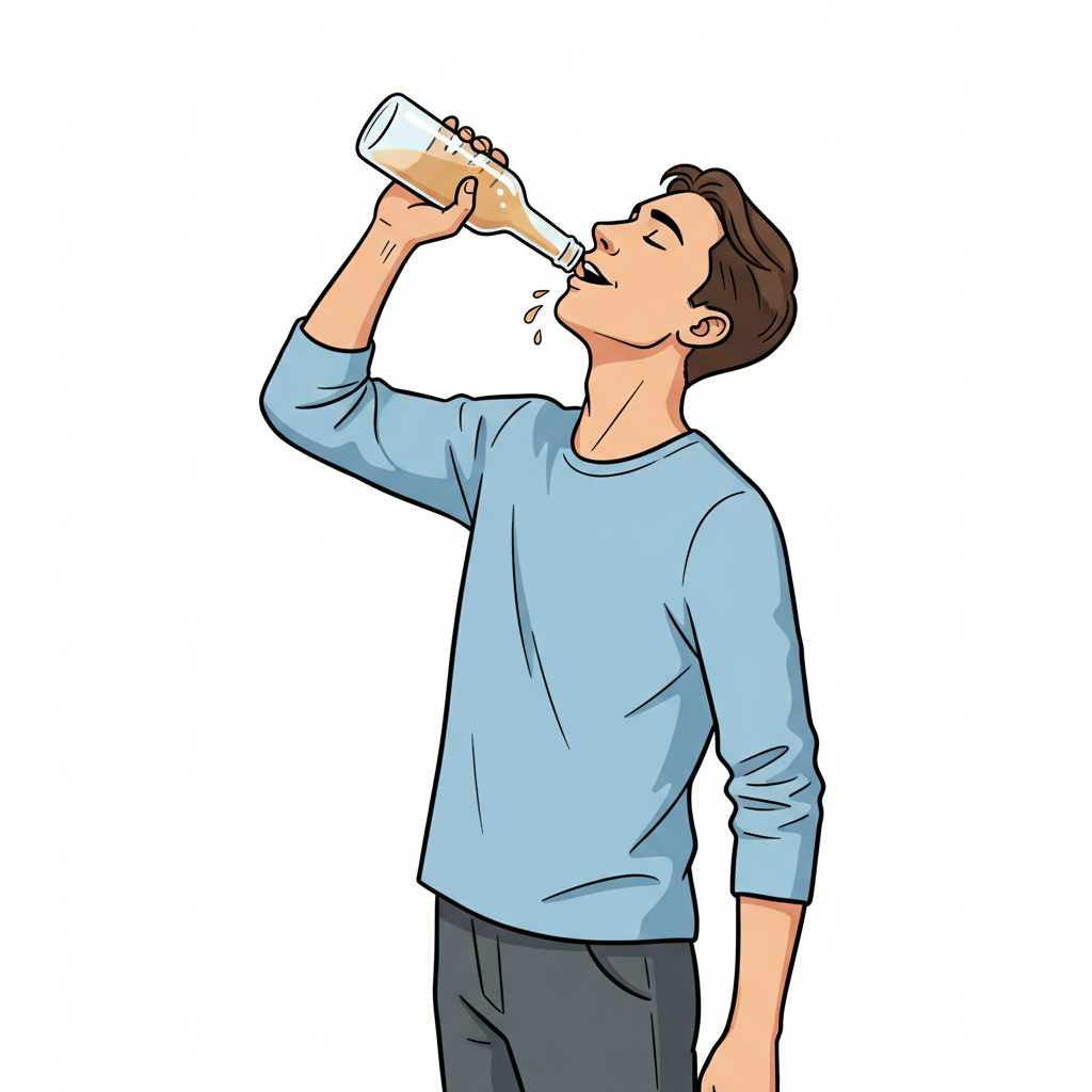 Illustration mnémonique pour le kanji 飲