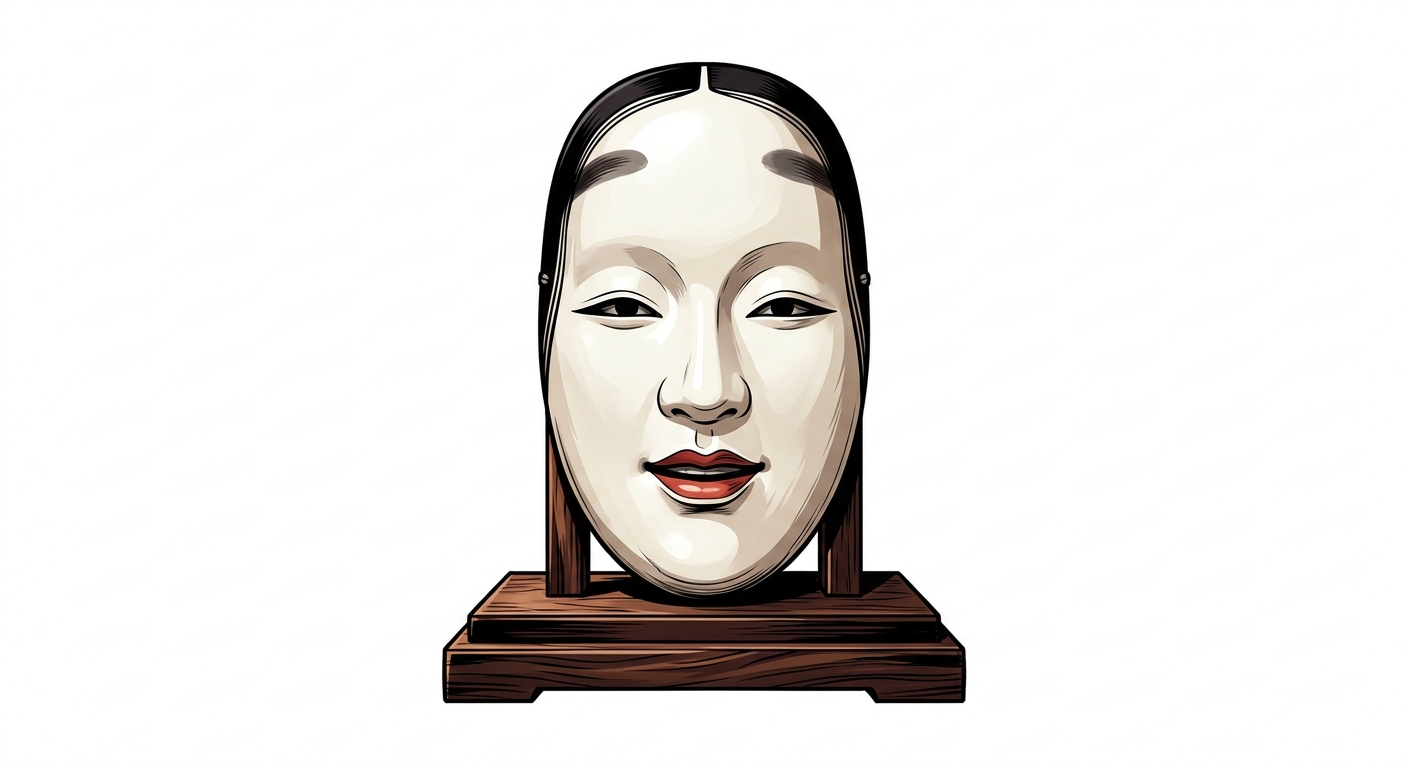 Ilustração mnemônica para o kanji 面