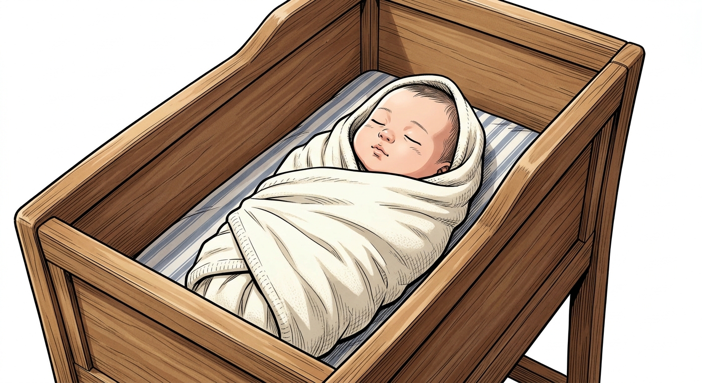 Ilustração mnemônica para o kanji 児
