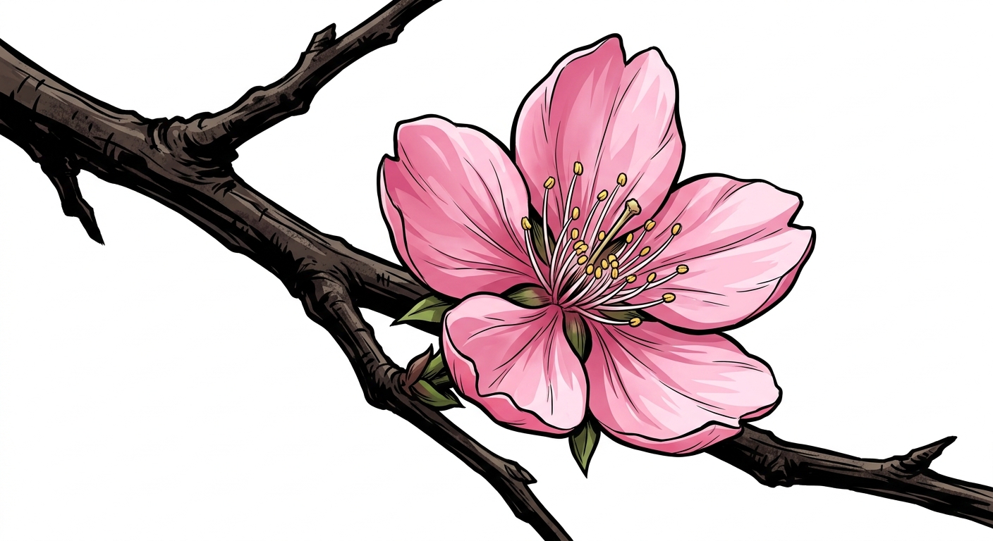 Illustration mnémonique pour le kanji 咲