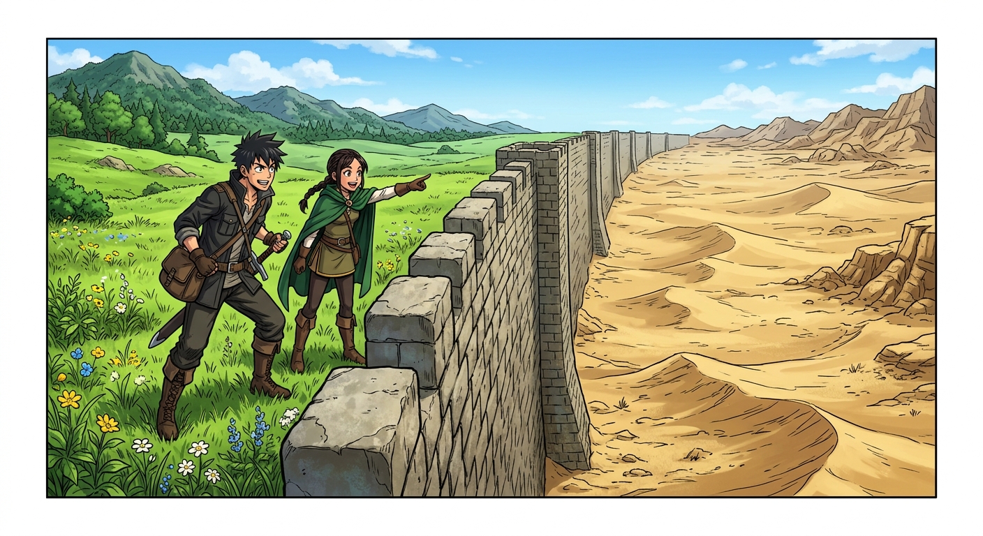 Ilustração mnemônica para o kanji 境
