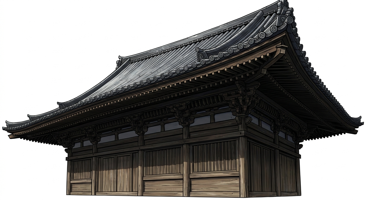 Illustration mnémonique pour le kanji 宇