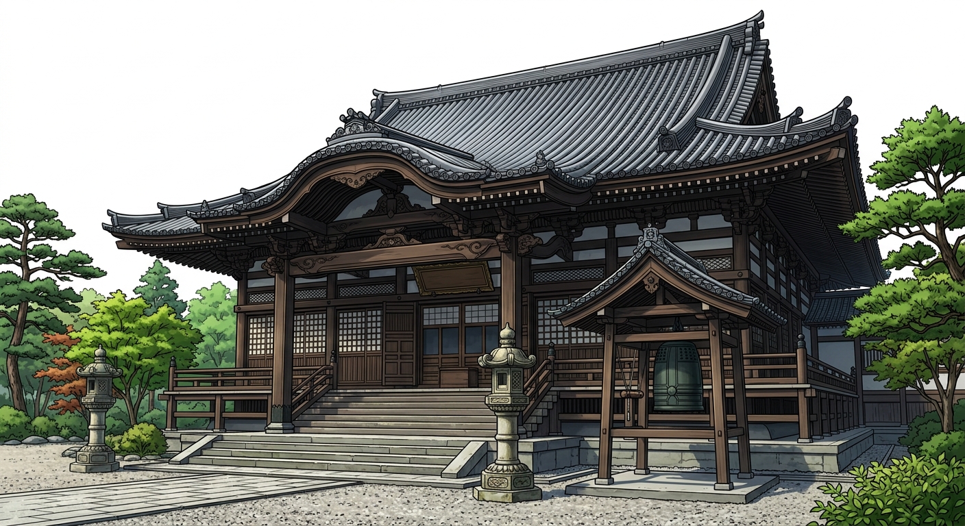 Illustration mnémonique pour le kanji 寺