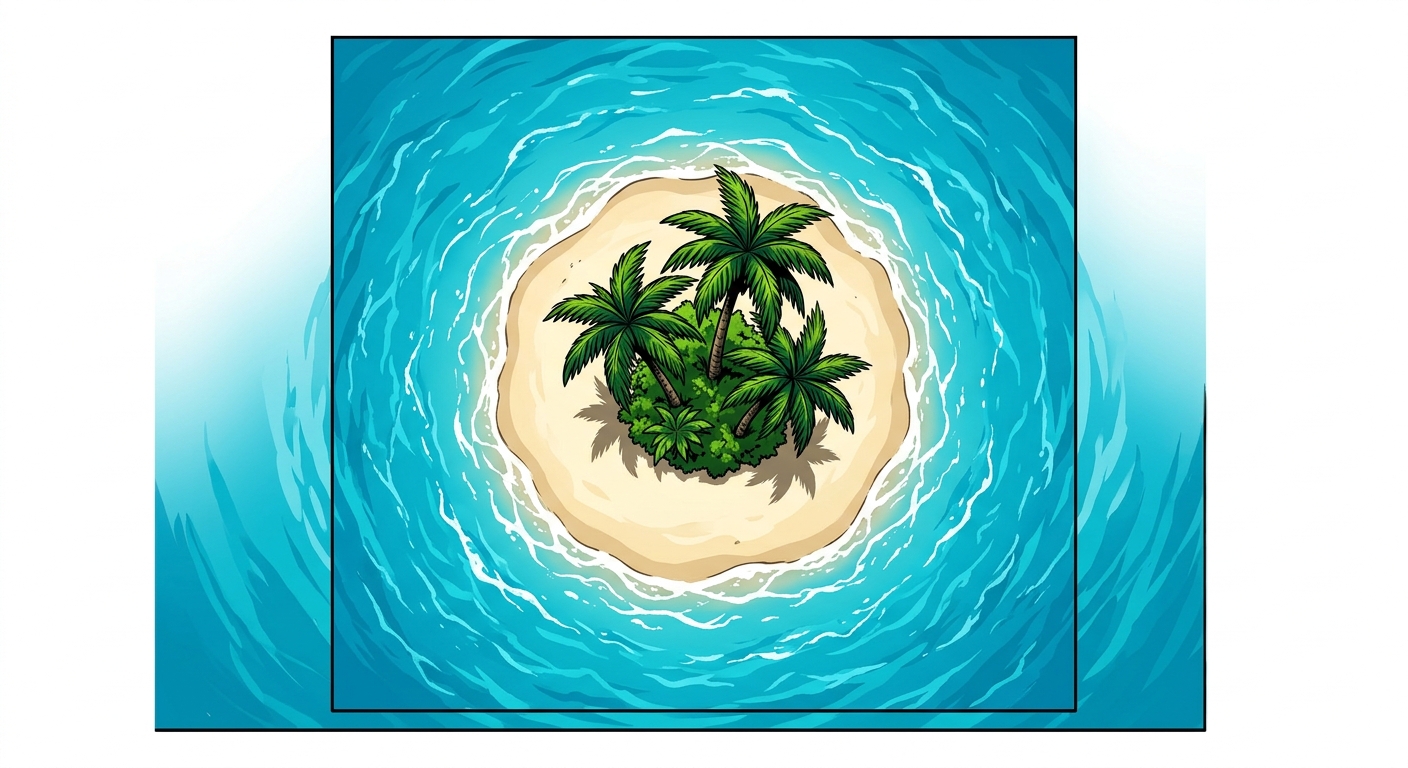 Ilustração mnemônica para o kanji 島