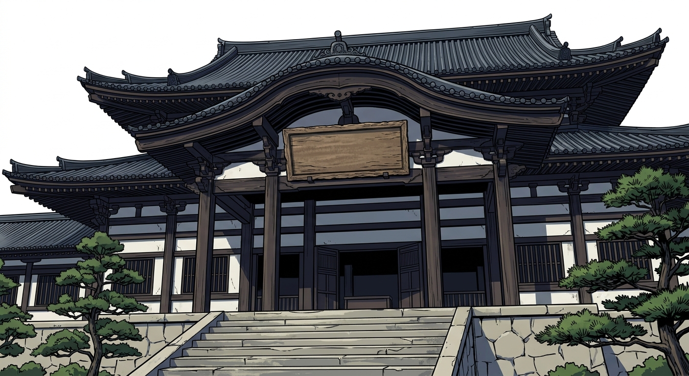 Ilustração mnemônica para o kanji 府