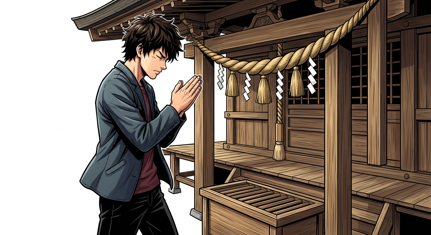 Ilustração mnemônica para o kanji 拝