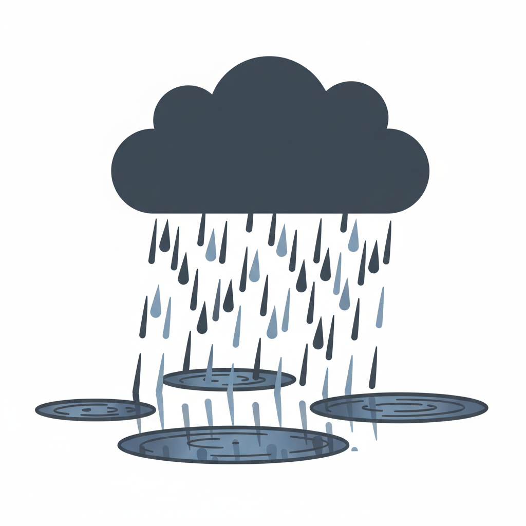 Ilustração mnemônica para o kanji 雨