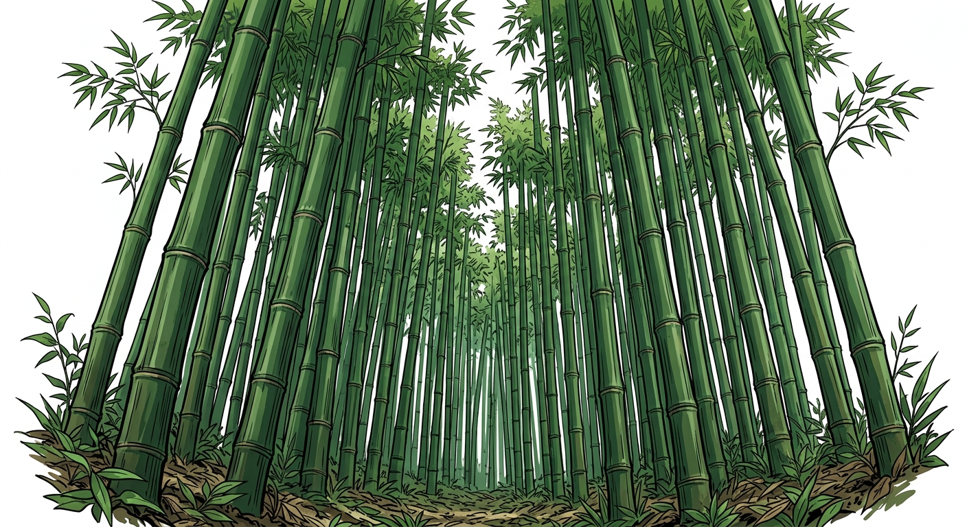Illustration mnémonique pour le kanji 竹