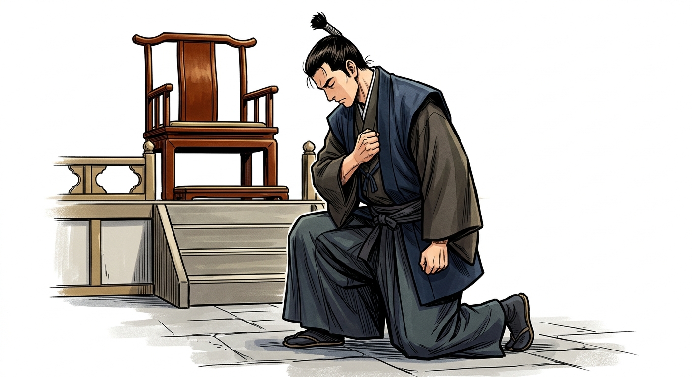 Illustration mnémonique pour le kanji 臣