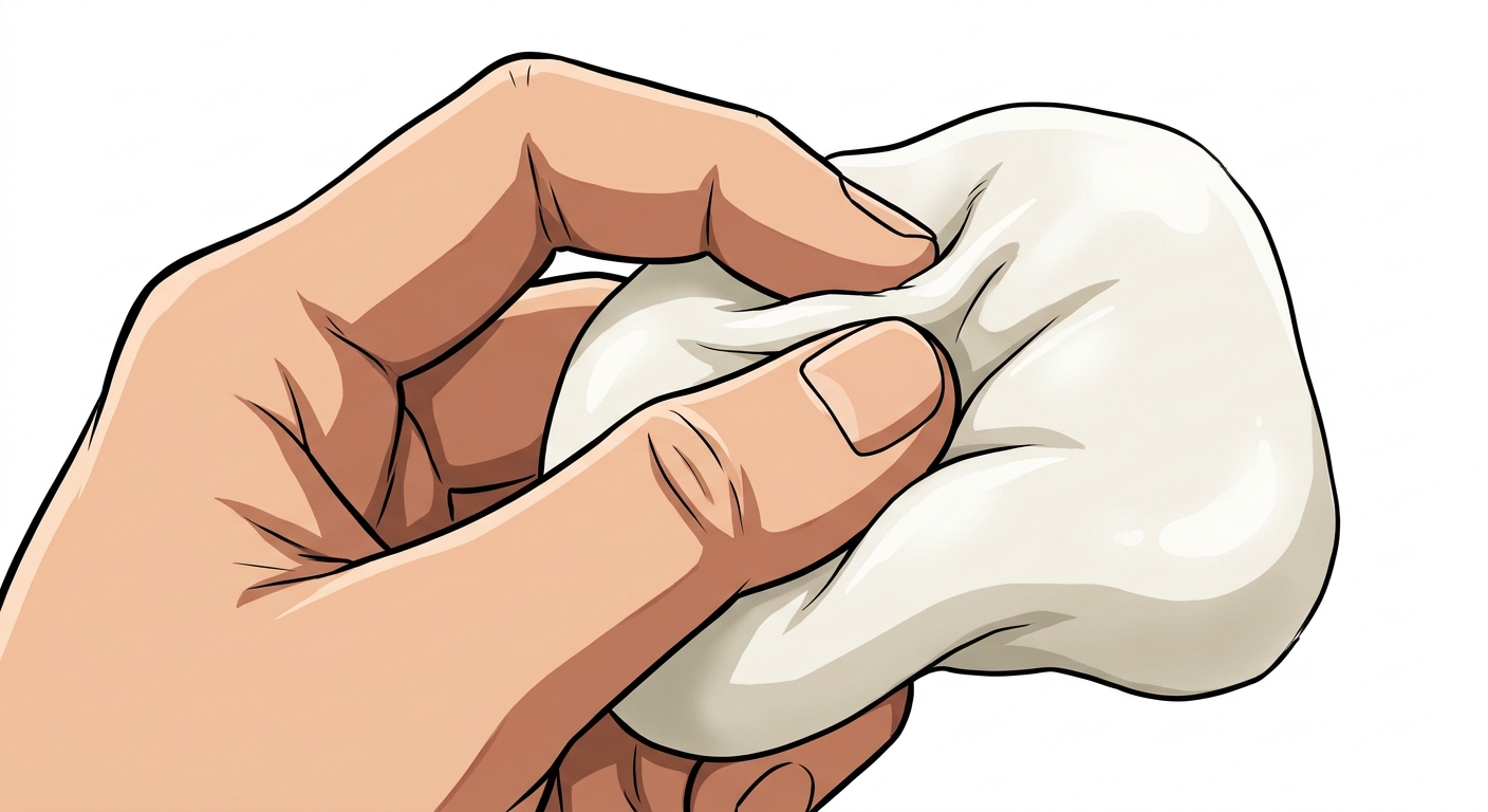Ilustração mnemônica para o kanji 軟