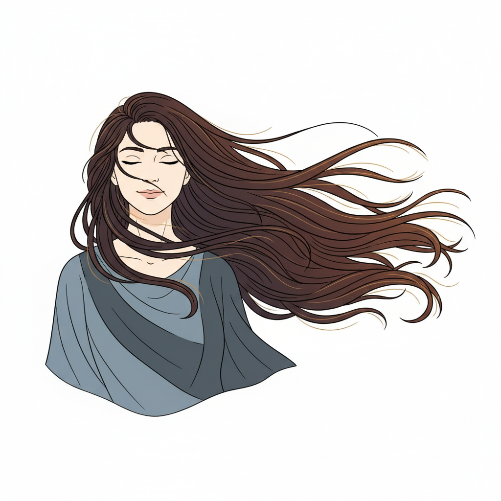 Ilustração mnemônica para o kanji 長